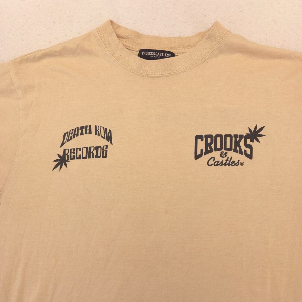 Crooks and Castles Death Row Records Band T Shirt Mens Size Small S Tan